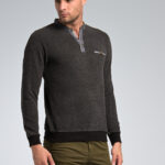 Ανδρικό Βαμβακερό Μπλουζάκι με γιακά τύπου μάο σε σκούρο γκρι χρώμα