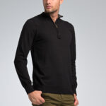 Ανδρικό Βαμβακερό Πλεκτό Μαύρο με Φερμουάρ