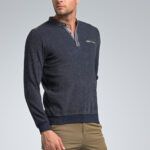 Νεανικό casual Ανδρικό Βαμβακερό Μπλουζάκι με Γιακά Τύπου Μάο σε Μπλε Ραφ Χρώμα για όλες τις ώρες