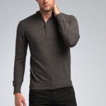 Ανδρικό Βαμβακερό Πλεκτό Σκούρο Γκρι με Φερμουάρ