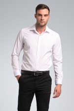 Λευκό Πουκάμισο PAPARAZZI με Μικροσχέδιο χωρίς Τσεπάκι - Slim Fit