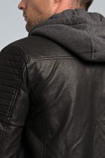 Δερμάτινο Ανδρικό Μπουφάν PU Μαύρο PAPARAZZI με Αφαιρούμενη Κουκούλα