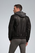 Δερμάτινο Ανδρικό Μπουφάν PU Μαύρο PAPARAZZI με Αφαιρούμενη Κουκούλα