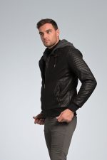 Δερμάτινο Ανδρικό Μπουφάν PU Μαύρο PAPARAZZI με Αφαιρούμενη Κουκούλα