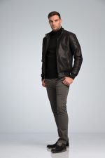 Δερμάτινο Ανδρικό Μπουφάν PU Μαύρο PAPARAZZI με Αφαιρούμενη Κουκούλα