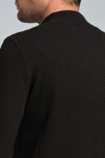 Βαμβακερό Ανδρικό Πόλο Λουπέτο MASSARO με Φερμουάρ σε Μαύρο/Γκρι Χρώμα