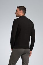 Βαμβακερό Ανδρικό Πόλο MASSARO με Φερμουάρ σε Μαύρο/Γκρι Χρώμα