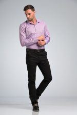 Μωβ Λιλά Πουκάμισο PAPARAZZI με Τσεπάκι και Μικροσχέδιο - Classic Fit