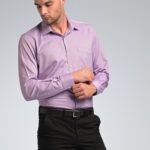 Μωβ Λιλά Πουκάμισο PAPARAZZI με Τσεπάκι και Μικροσχέδιο - Classic Fit