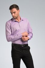 Μωβ Λιλά Πουκάμισο PAPARAZZI με Τσεπάκι και Μικροσχέδιο - Classic Fit
