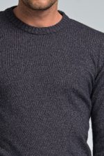 Μπλε Denim Ανδρικό Μάλλινο Πλεκτό Massaro με Λαιμόκοψη