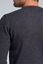 Μπλε Denim Ανδρικό Μάλλινο Πλεκτό Massaro με Λαιμόκοψη