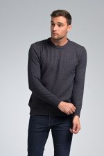 Μπλε Φθηνό Denim Ανδρικό Μάλλινο Πλεκτό Massaro με Λαιμόκοψη