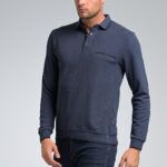 Casual Denim Καθημερινό Μπλε Ραφ Ανδρικό Μπλουζάκι Πόλο με Κουμπιά και Λάστιχο και τσέπη