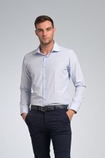 Μπλε Σιέλ Γαλάζιο Πουκάμισο PAPARAZZI χωρίς Τσεπάκι - Slim Fit στενή γραμμή