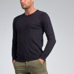 φθηνό casual Βαμβακερό Ανδρικό Πλεκτό πουλόβερ Massaro με Λαιμόκοψη σε Μπλε Navy Χρώμα