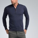 Ανδρικό Βαμβακερό Πλεκτό Μπλε Ραφ με Φερμουάρ