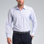 Σιέλ Ανοιχτόχρωμο Πουκάμισο PAPARAZZI με Τσεπάκι και Διακριτικό Καρό - Classic Fit Άνετη εφαρμογή