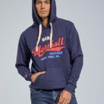 Ανδρικό Φούτερ με Στάμπα και Κουκούλα σε Μπλε Χρώμα