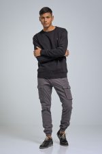 Ανδρικό Φούτερ Χωρίς Κουκούλα με Λαιμόκοψη σε Μαύρο Χρώμα