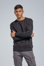 Ανδρικό Φούτερ Χωρίς Κουκούλα με Λαιμόκοψη σε Μαύρο Χρώμα