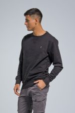 Ανδρικό Φούτερ Χωρίς Κουκούλα με Λαιμόκοψη σε Μαύρο Χρώμα