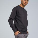 Ανδρικό Φούτερ Χωρίς Κουκούλα με Λαιμόκοψη σε Μαύρο Χρώμα