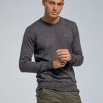 Βαμβακερό Μελανζέ Σκούρο Γκρι Ανδρικό Πλεκτό Massaro με Λαιμόκοψη