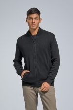 Μαύρη Βαμβακερή Ζακέτα Massaro με Φερμουάρ - Regular Fit