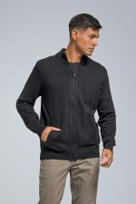 Μαύρη Βαμβακερή Ζακέτα Massaro με Φερμουάρ - Regular Fit