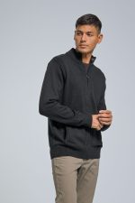 Μαύρη Βαμβακερή Ζακέτα Massaro με Φερμουάρ - Regular Fit