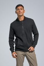 Μαύρη Βαμβακερή Ζακέτα Massaro με Φερμουάρ - Regular Fit