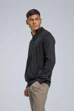 Μαύρη Βαμβακερή Ζακέτα Massaro με Φερμουάρ - Regular Fit