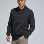 Μαύρη Βαμβακερή Ζακέτα Massaro με Φερμουάρ - Regular Fit