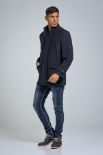 Μάλλινο Ανδρικό Παλτό με Γιλέκο σε Μπλε Χρώμα