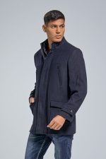 Μάλλινο Ανδρικό Παλτό με Γιλέκο σε Μπλε Χρώμα