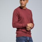 Βαμβακερό Μελανζέ Μπορντό Ανδρικό Πλεκτό Massaro με Λαιμόκοψη