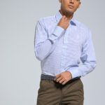 Σιελ Πουκάμισο PAPARAZZI με Μπλε Ρίγα χωρίς Τσεπάκι - Classic Fit