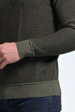 Βαμβακερό Ανδρικό Πλεκτό Χακί με Λαιμόκοψη και Μικροσχέδιο