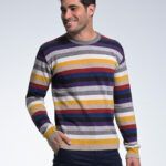 Ανδρικό Μάλλινο Πλεκτό Massaro με Ρίγα και Λαιμόκοψη