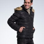 Αδιάβροχο Μαύρο Ανδρικό Κοντό Μπουφάν PAPARAZZI με Γούνα και Κουκούλα