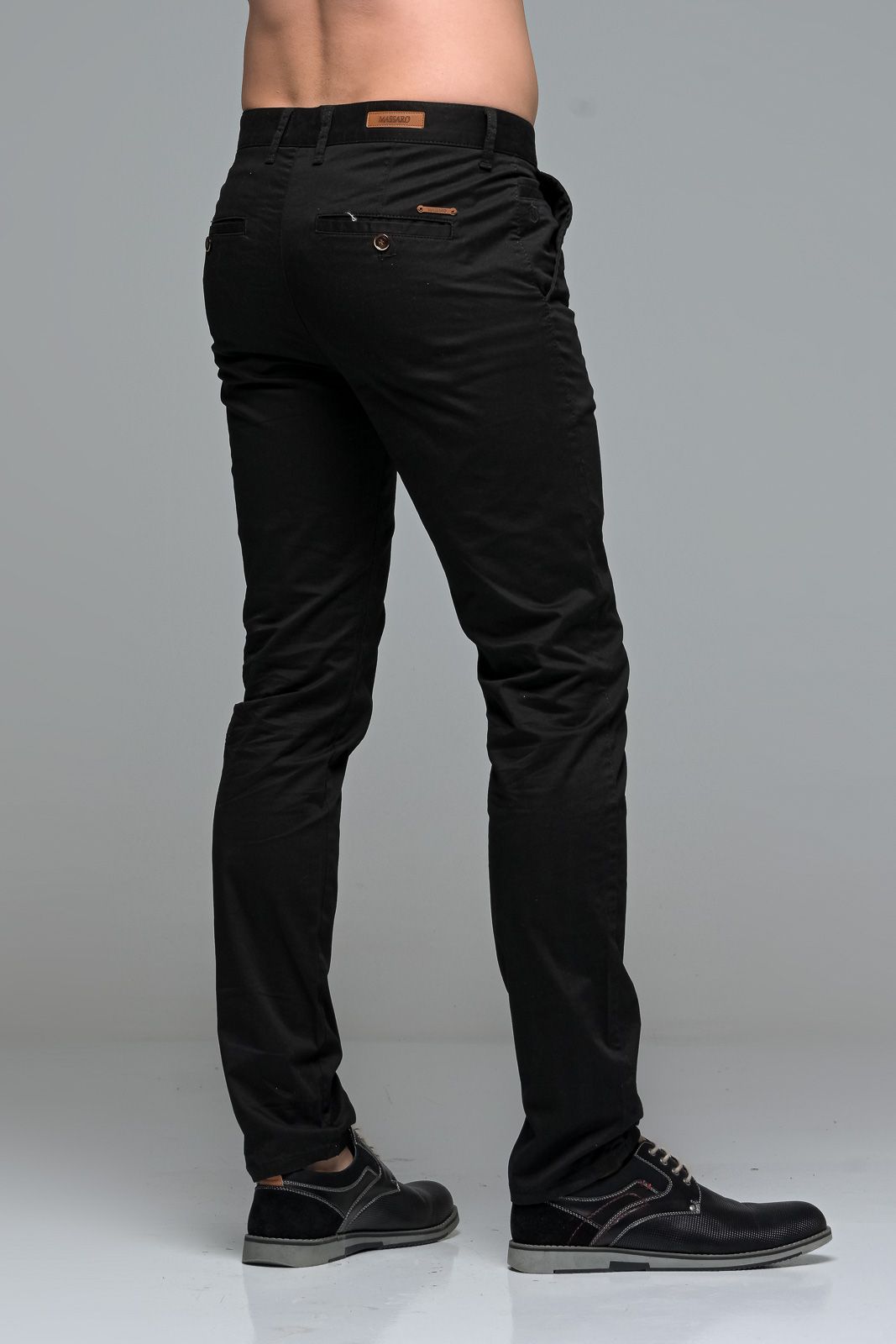 Καλοκαιρινό Ανδρικό Παντελόνι Chino MASSARO Μαύρο - Slim fit