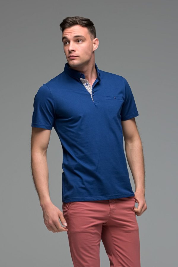 Μπλε Ανδρικό Πόλο Μπλουζάκι με Τσεπάκι