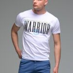 Ανδρικό βαμβακερό κοντομάνικο T-SHIRT Λευκό με Στάμπα νεανικό slim fit