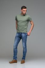 Μονόχρωμο πράσινο ανδρικό κοντομάνικο T-SHIRT