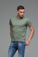 Μονόχρωμο πράσινο ανδρικό κοντομάνικο T-SHIRT