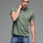 Μονόχρωμο πράσινο ανδρικό κοντομάνικο T-SHIRT