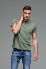 Μονόχρωμο πράσινο ανδρικό κοντομάνικο T-SHIRT