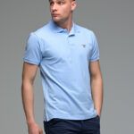 Μονόχρωμο Ανδρικό Πόλο Μπλουζάκι Σιελ Μπλε Basic Collection- Slim Fit