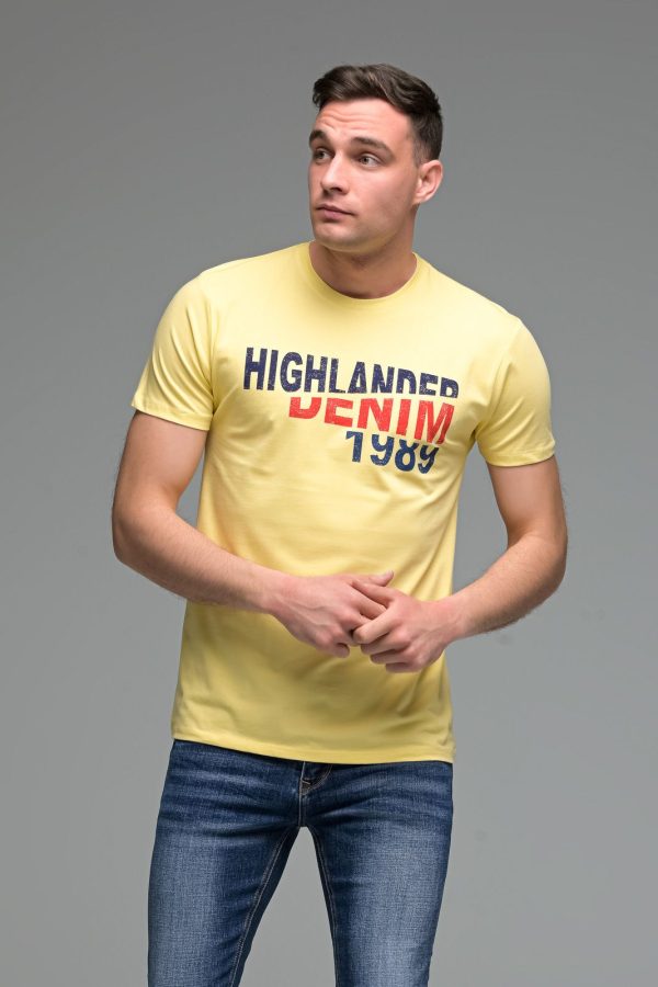 Κίτρινο Lemon ανδρικό κοντομάνικο T-SHIRT με Στάμπα